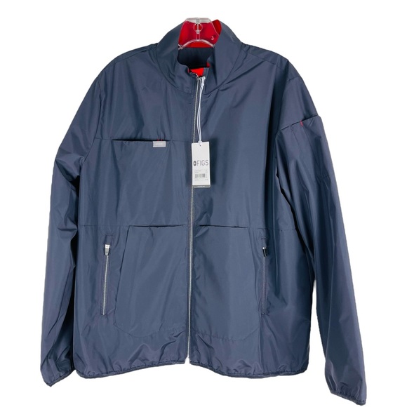 Figs Jackets & Coats New Figs Grey Red Fleece Lined Warmup Medical